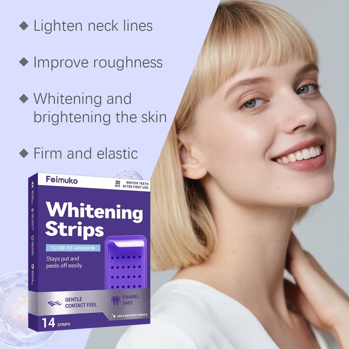 70/42/14 Strips Purple Tooth Whitening Strips for Sensitive Teeth, Improve Dental Yellowing Oral Care, for Lasting Bright Smile