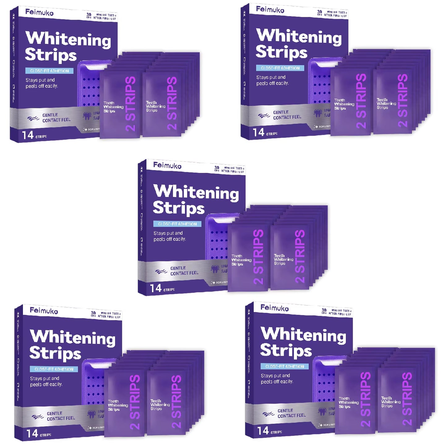 70/42/14 Strips Purple Tooth Whitening Strips for Sensitive Teeth, Improve Dental Yellowing Oral Care, for Lasting Bright Smile