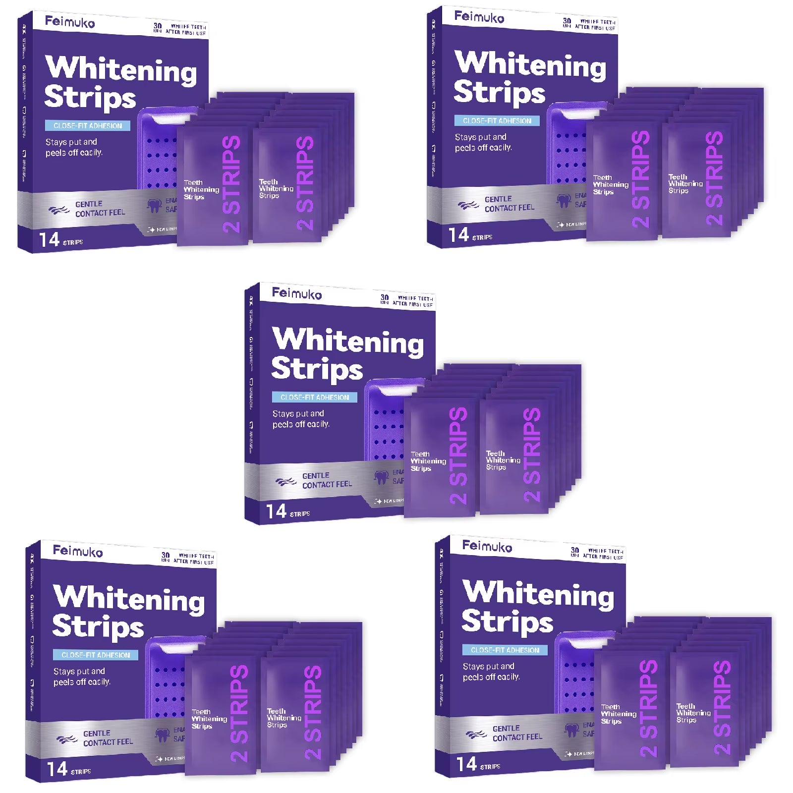 70/42/14 Strips Purple Tooth Whitening Strips for Sensitive Teeth, Improve Dental Yellowing Oral Care, for Lasting Bright Smile